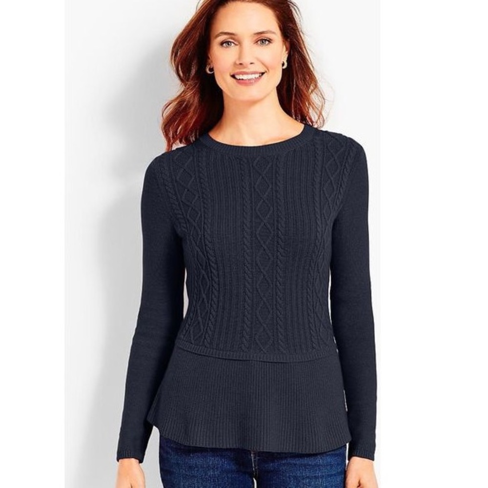 Talbots Peplum Cable Knit Sweater